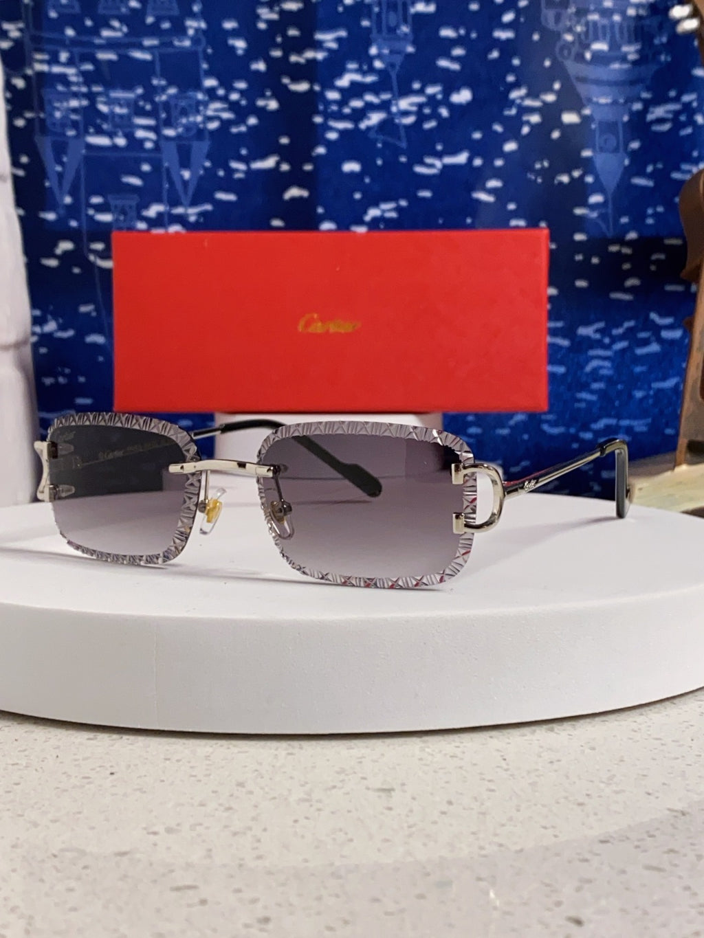Cartier Metal Square Silver Lens Sunglasses for Men & Women
