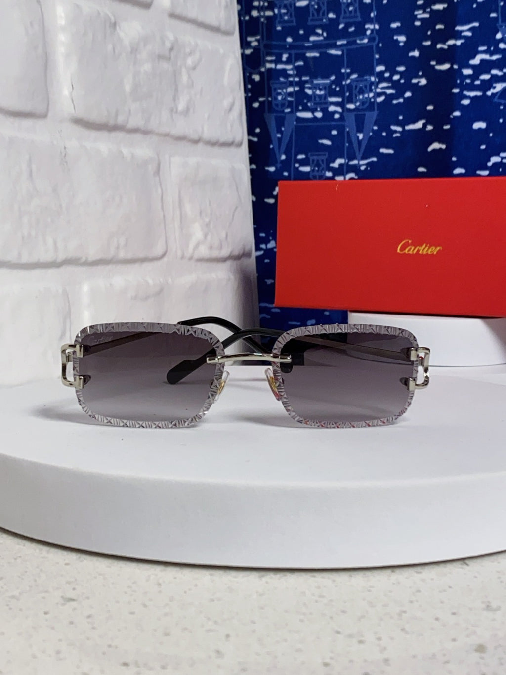 Cartier Metal Square Silver Lens Sunglasses for Men & Women - detail image 2