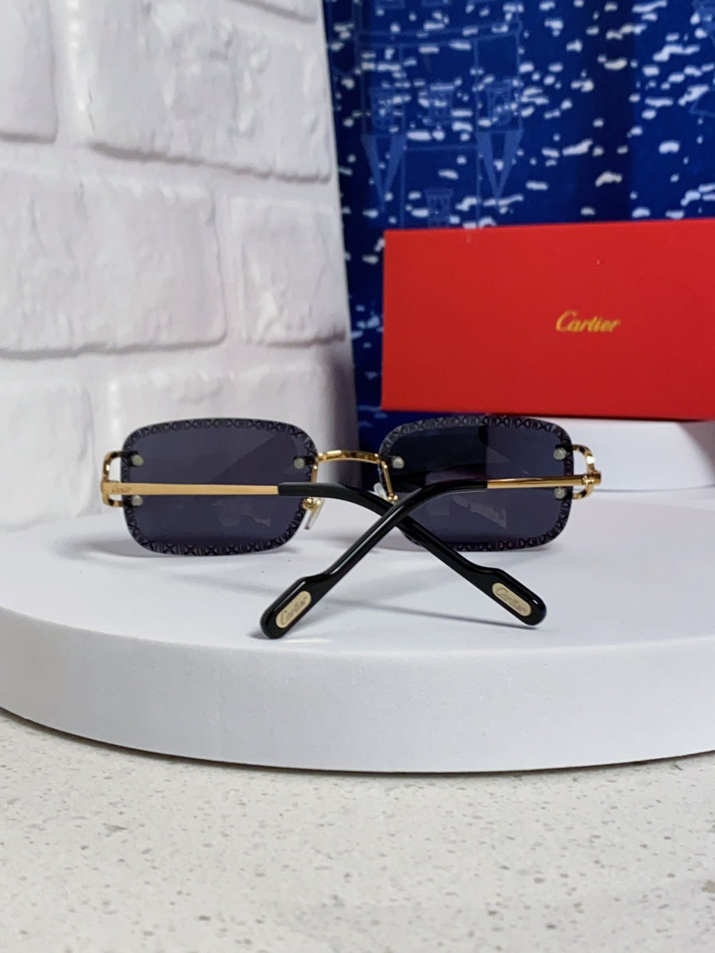 Cartier Metal Square Black Lens Sunglasses for Men & Women - detail image 3