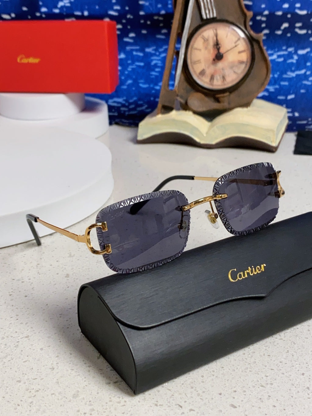 Cartier Metal Square Black Lens Sunglasses for Men & Women - detail image 10