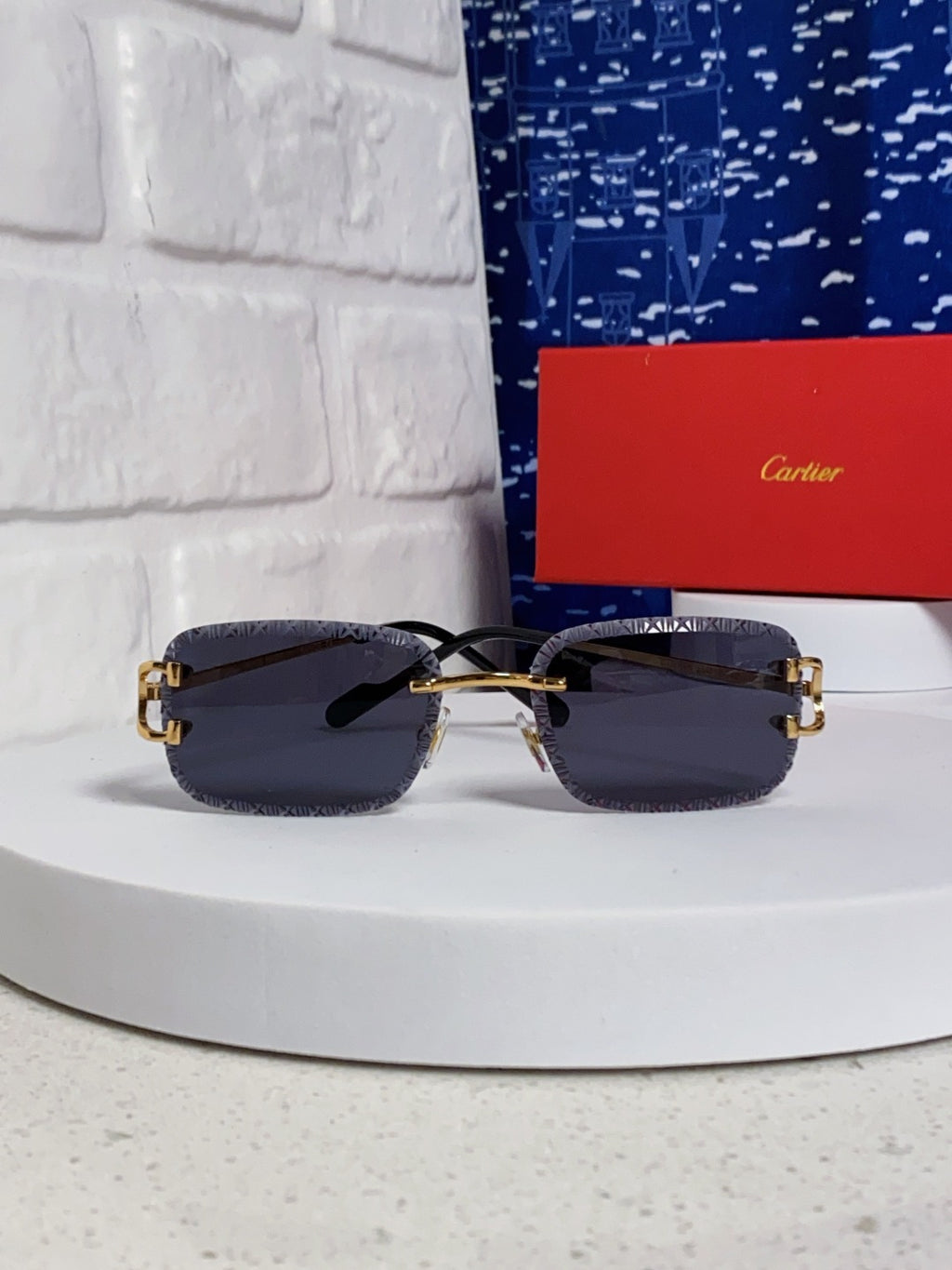 Cartier Metal Square Black Lens Sunglasses for Men & Women - 432348 - detail image 2