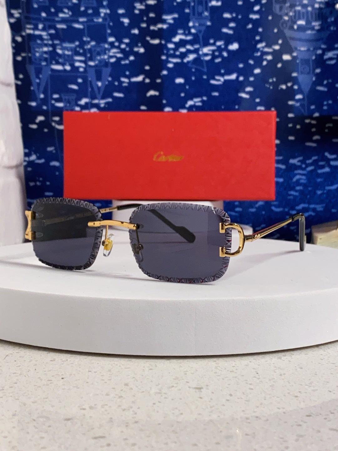 Cartier Metal Square Black Lens Sunglasses for Men & Women - 998237