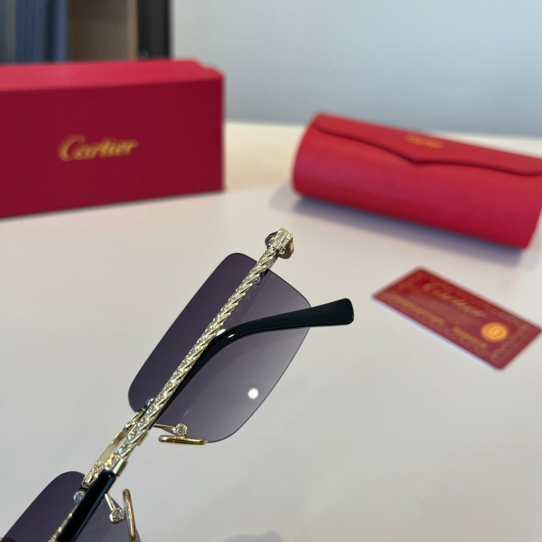 Cartier Lightweight Metal Rimless Red Lens Sunglasses for Men & Women - 867177 - detail image 5