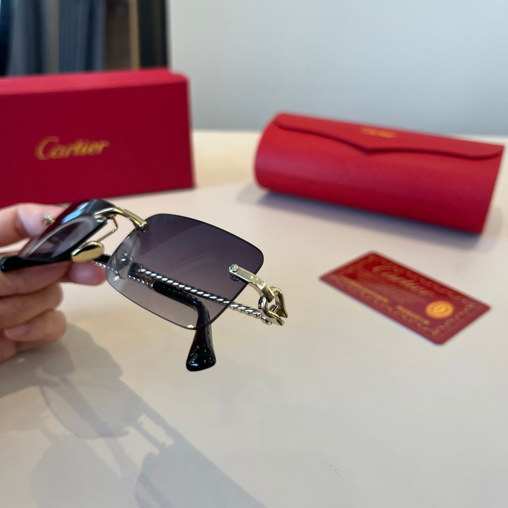 Cartier Lightweight Metal Rimless Red Lens Sunglasses for Men & Women - 867177 - detail image 6