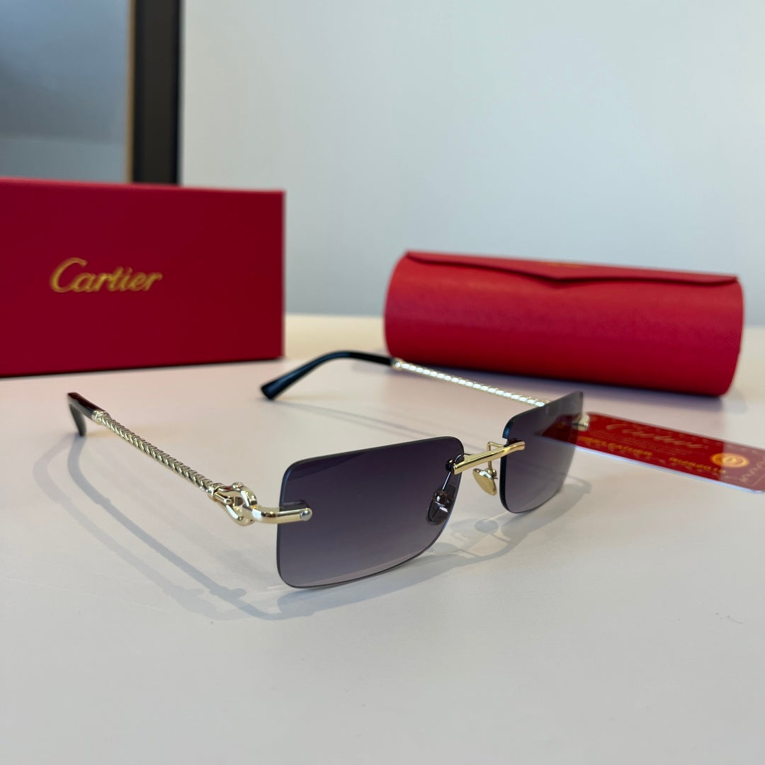 Cartier Lightweight Metal Rimless Red Lens Sunglasses for Men & Women - 867177
