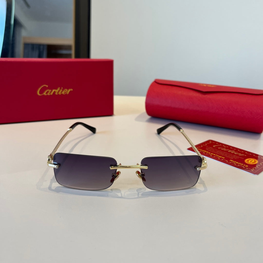 Cartier Lightweight Metal Rimless Red Lens Sunglasses for Men & Women - 867177 - detail image 2