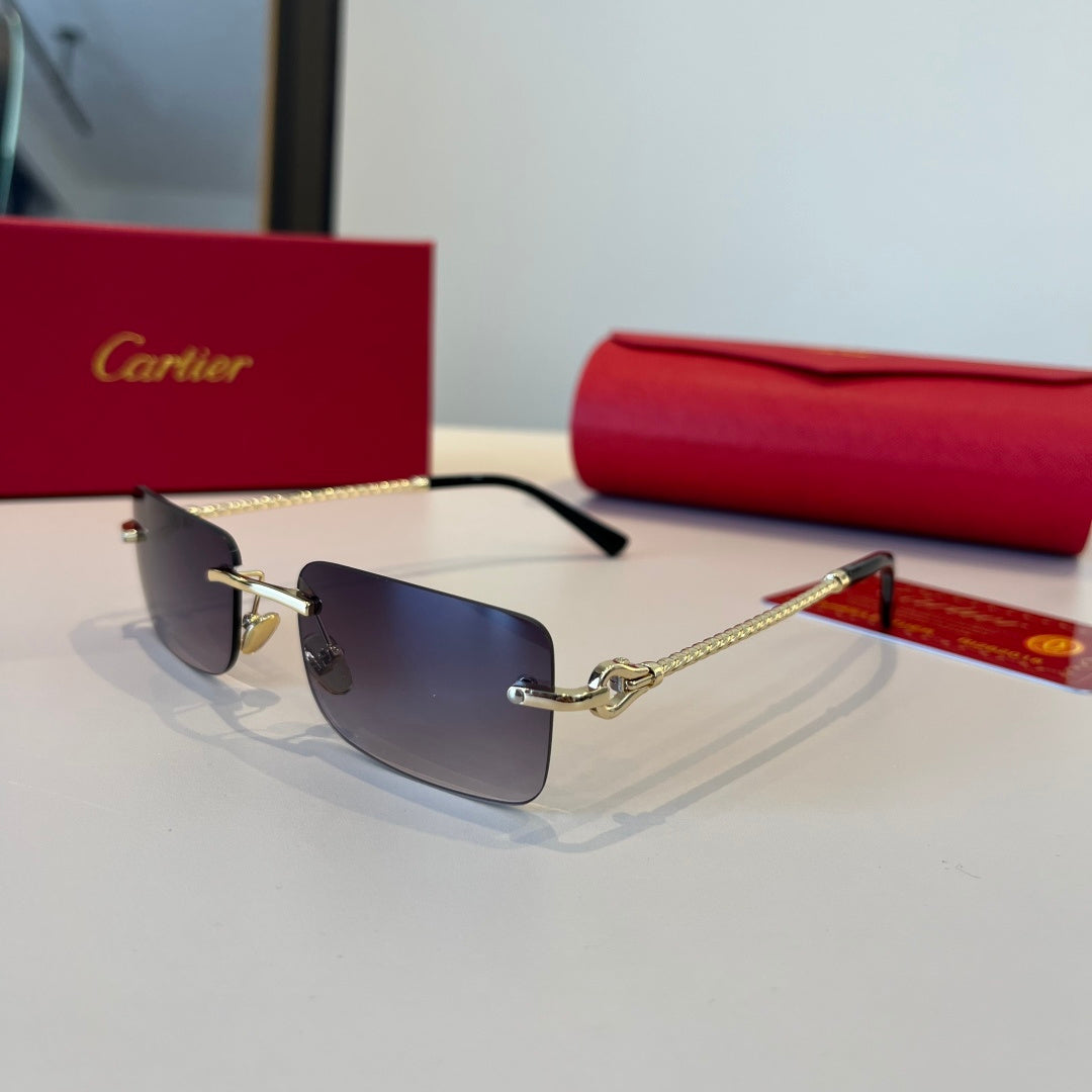Cartier Lightweight Metal Rimless Red Lens Sunglasses for Men & Women - 867177 - detail image 3