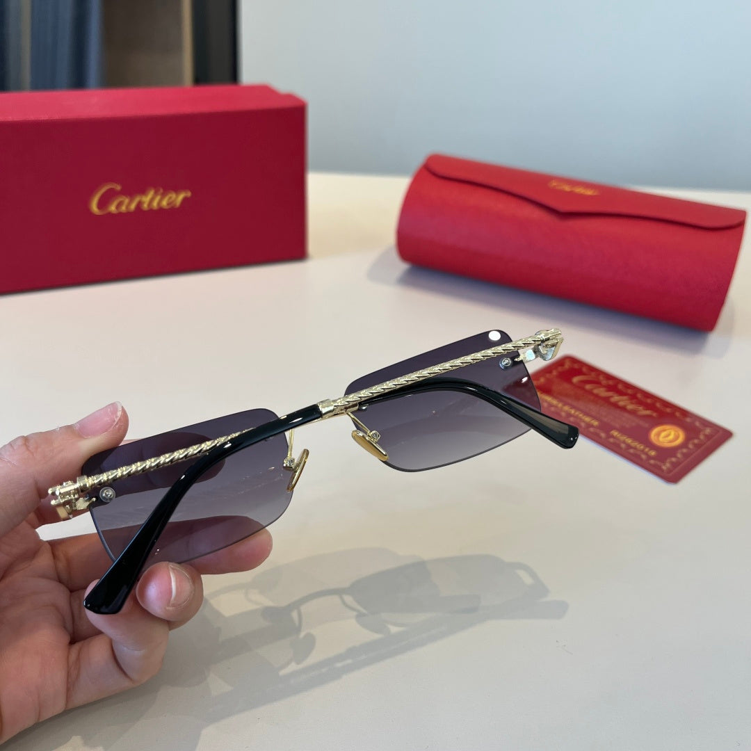 Cartier Lightweight Metal Rimless Red Lens Sunglasses for Men & Women - 867177 - detail image 4