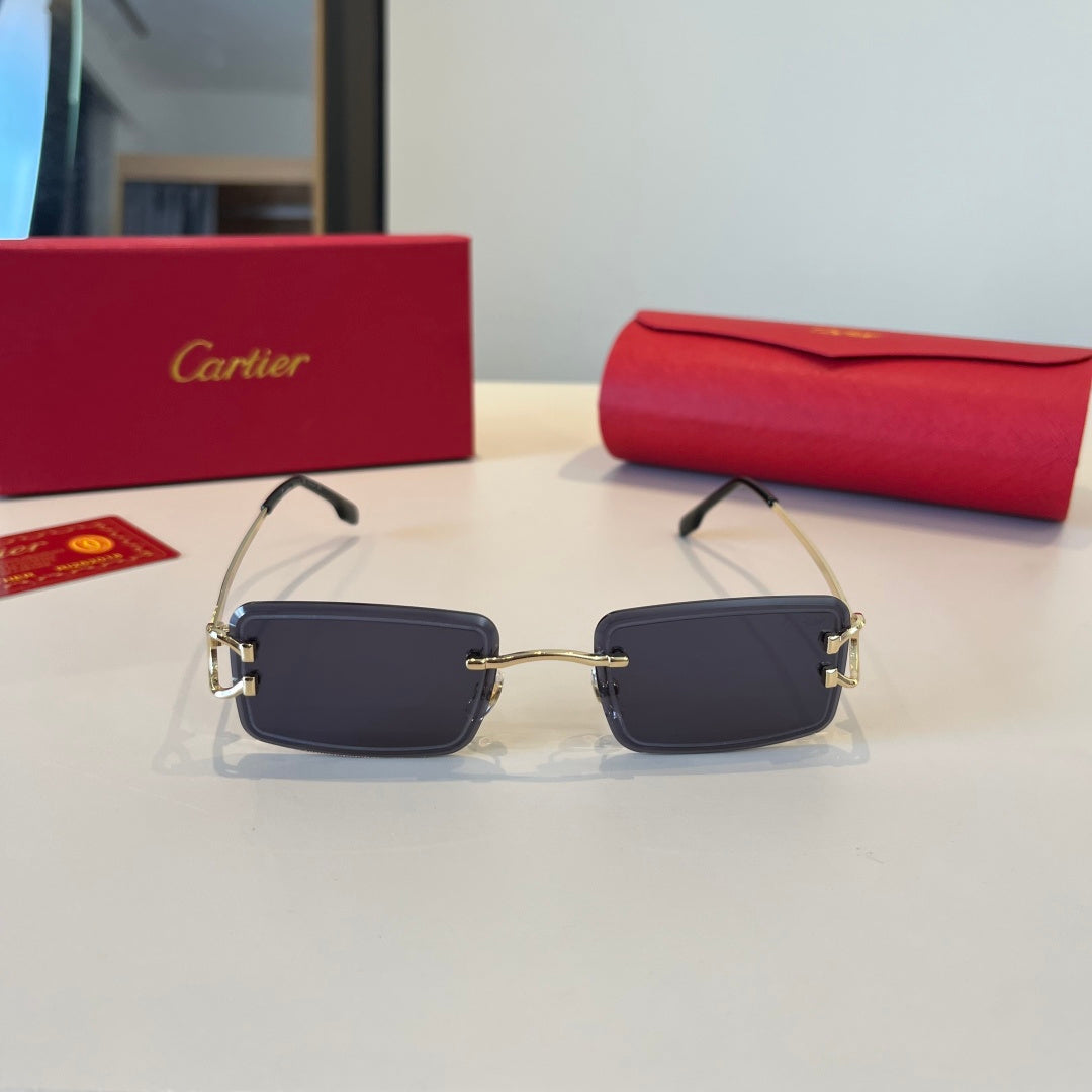 Cartier Lightweight Metal Rimless Red Lens Sunglasses for Men & Women - 998257 - detail image 2