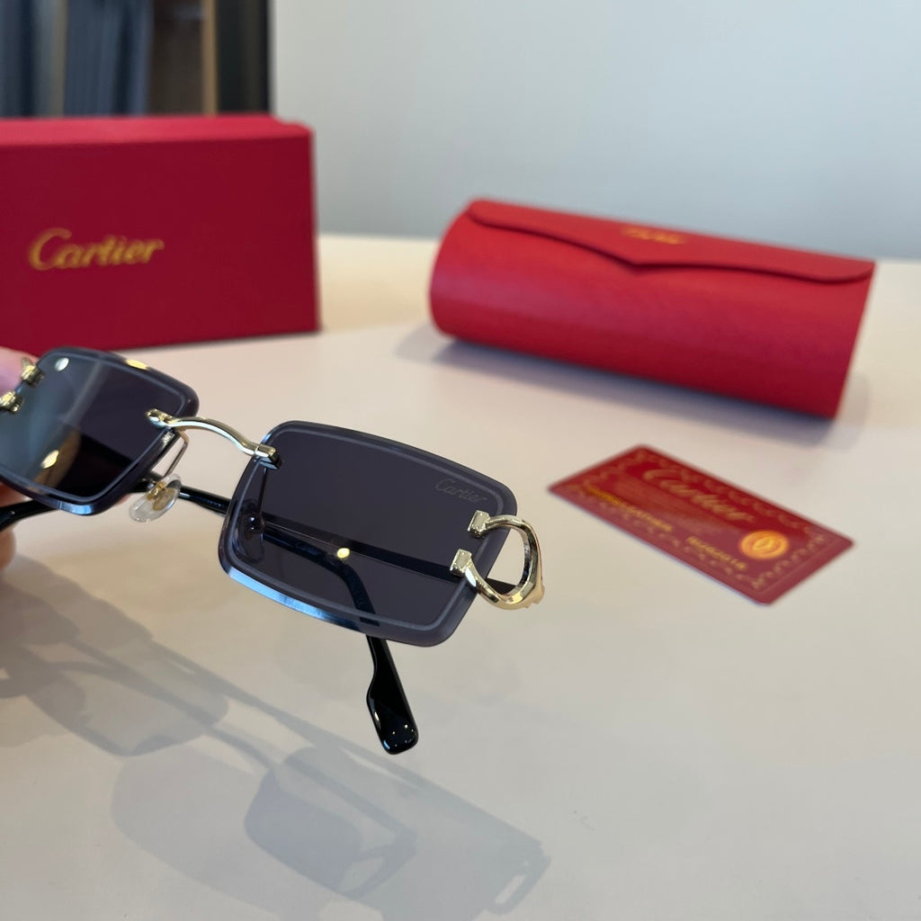 Cartier Lightweight Metal Rimless Red Lens Sunglasses for Men & Women - 867178 - detail image 6