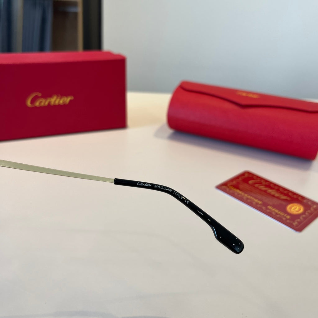 Cartier Lightweight Metal Rimless Red Lens Sunglasses for Men & Women - 998257 - detail image 4