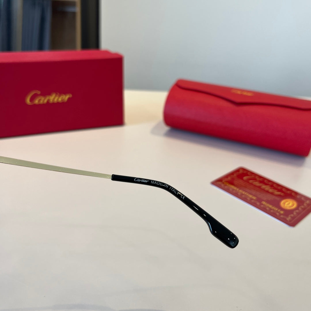 Cartier Lightweight Metal Rimless Red Lens Sunglasses for Men & Women - 867178 - detail image 4