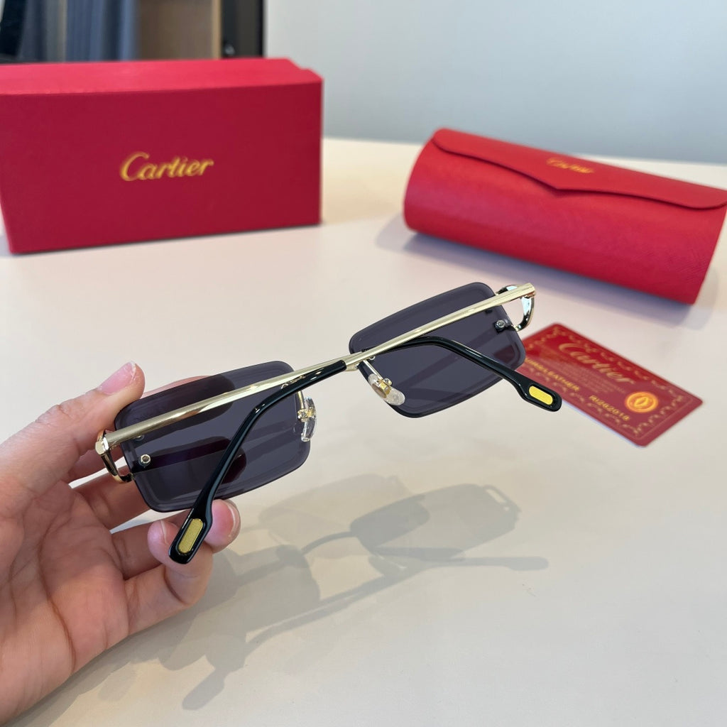 Cartier Lightweight Metal Rimless Red Lens Sunglasses for Men & Women - 998257 - detail image 5