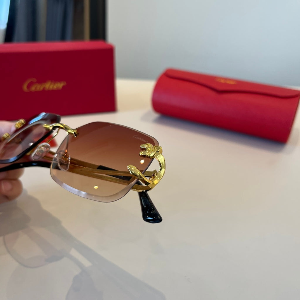 Cartier Lightweight Metal Rimless Red Lens Sunglasses for Men & Women - 998259 - detail image 6
