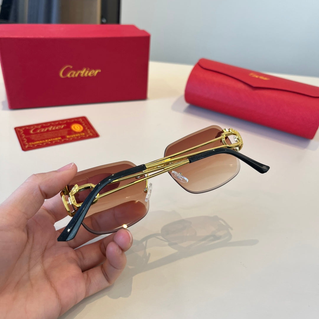 Cartier Lightweight Metal Rimless Red Lens Sunglasses for Men & Women - 998259 - detail image 4