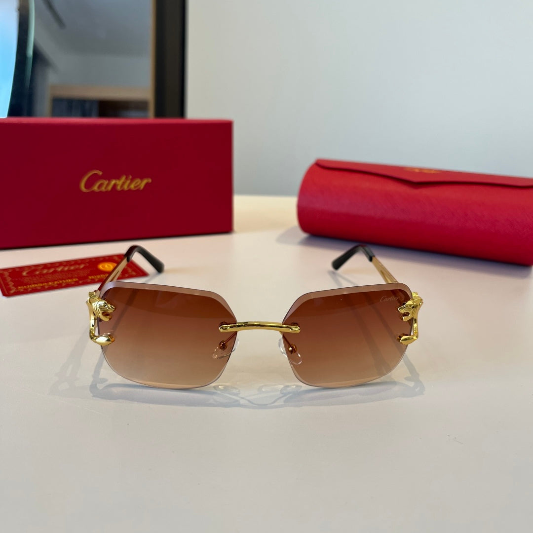 Cartier Lightweight Metal Rimless Red Lens Sunglasses for Men & Women - 867180 - detail image 2