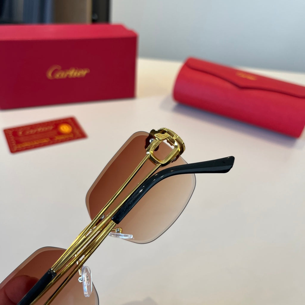 Cartier Lightweight Metal Rimless Red Lens Sunglasses for Men & Women - 998259 - detail image 5