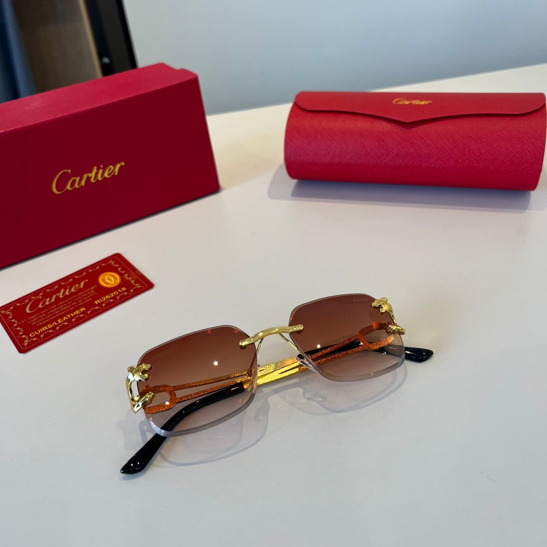 Cartier Lightweight Metal Rimless Red Lens Sunglasses for Men & Women - 398991 - detail image 8