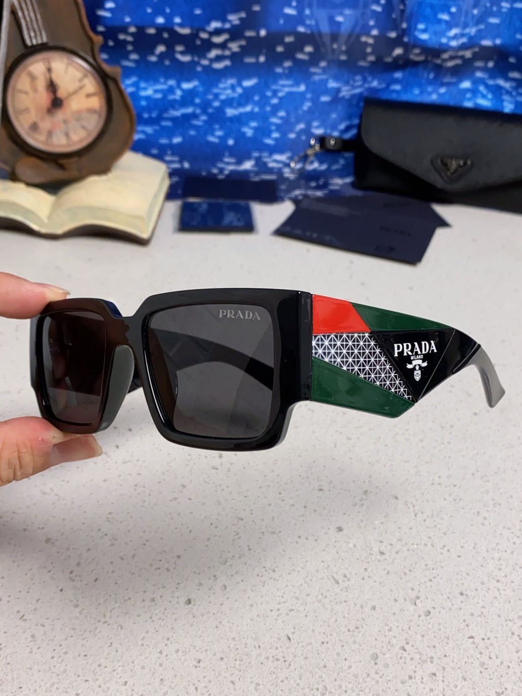 Prada Fashion Black Lens Sunglasses for Men & Women - 382725 - detail image 6