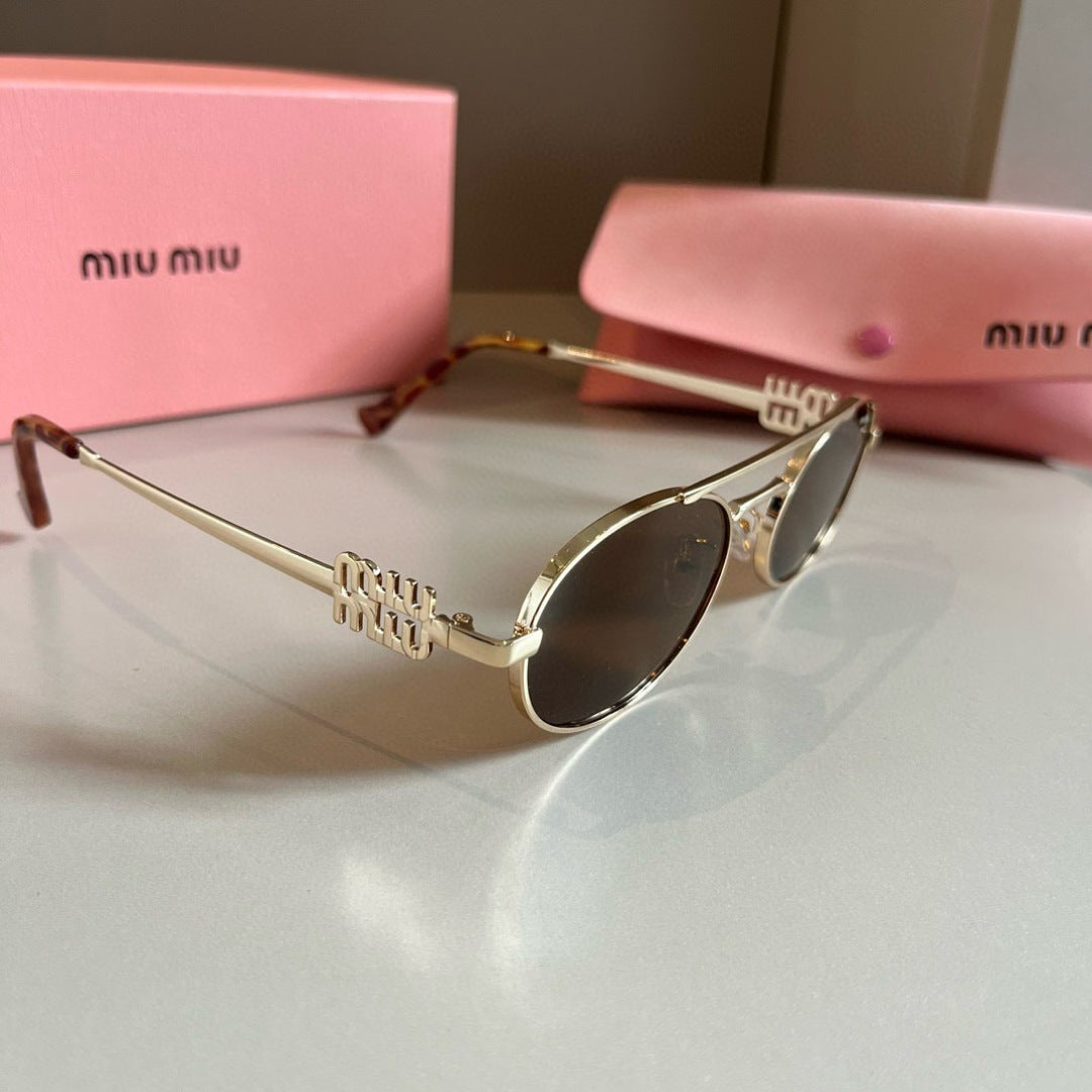Miu Miu Metal Fashion Brown Lens Sunglasses for Men & Women - 466100
