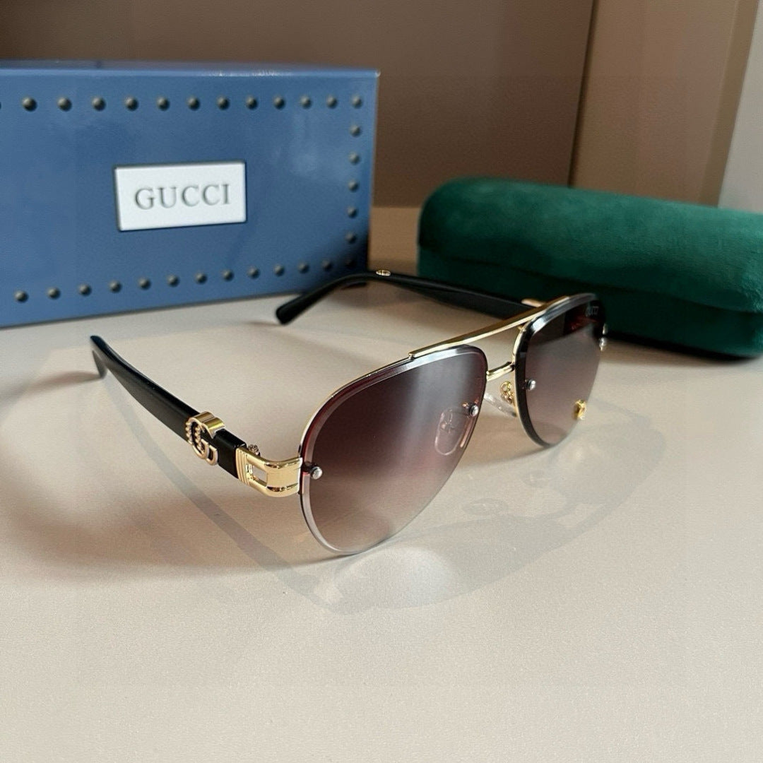 Gucci Metal Aviator Brown Lens Sunglasses for Men & Women - 464975