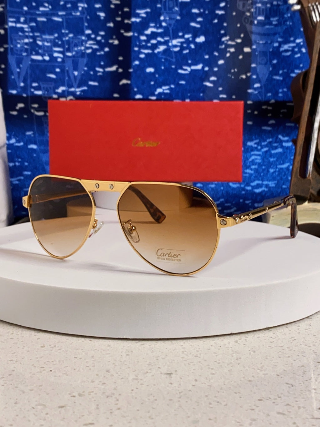 Cartier Folding Fashion Brown Lens Sunglasses for Men & Women