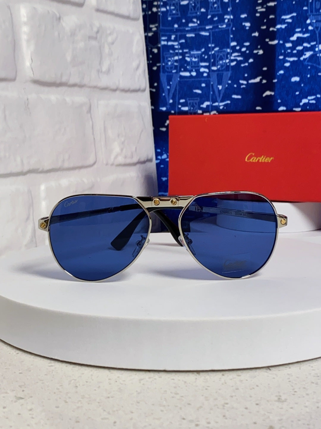 Cartier Folding Fashion Blue Lens Sunglasses for Men & Women - 382821 - detail image 2
