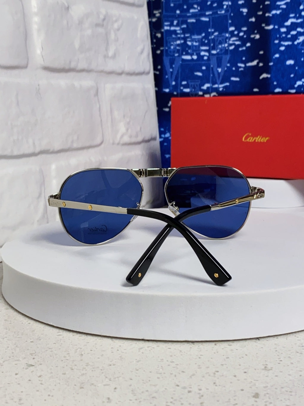 Cartier Folding Fashion Blue Lens Sunglasses for Men & Women - 382821 - detail image 3