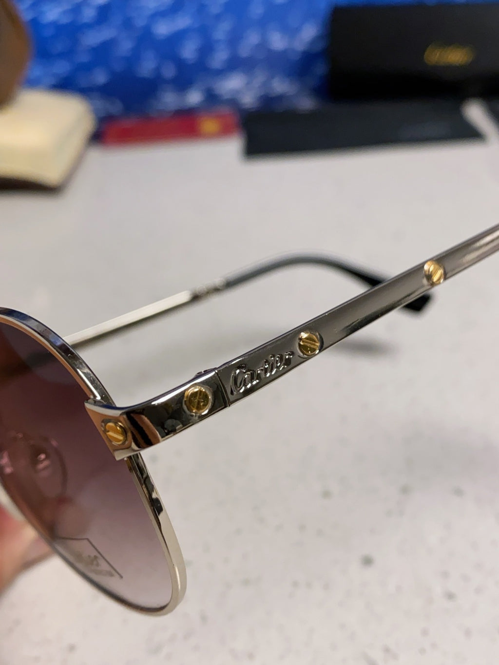 Cartier Folding Fashion Red Lens Sunglasses for Men & Women - detail image 7