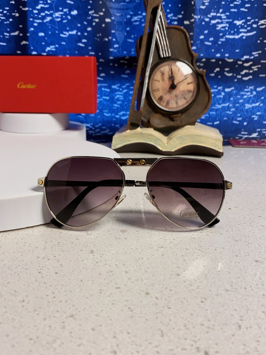 Cartier Folding Fashion Red Lens Sunglasses for Men & Women - detail image 9