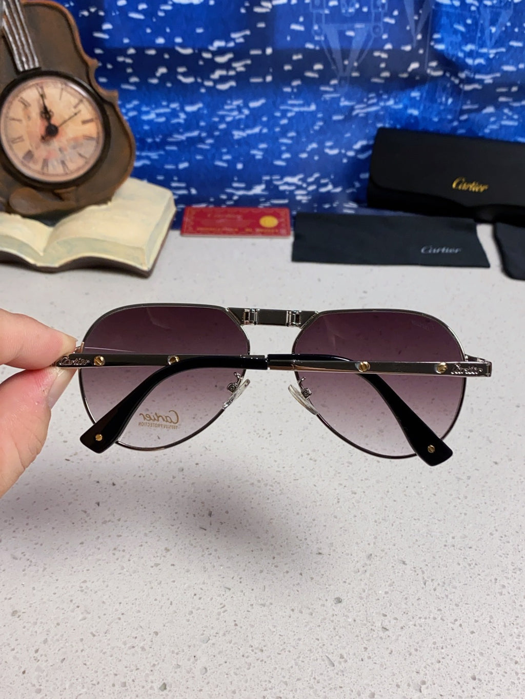 Cartier Folding Fashion Red Lens Sunglasses for Men & Women - detail image 5