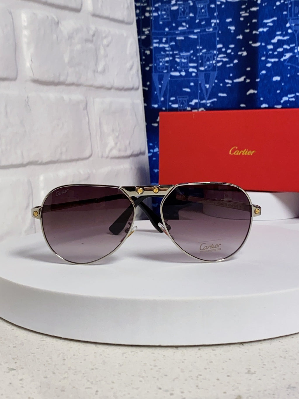 Cartier Folding Fashion Red Lens Sunglasses for Men & Women - detail image 2