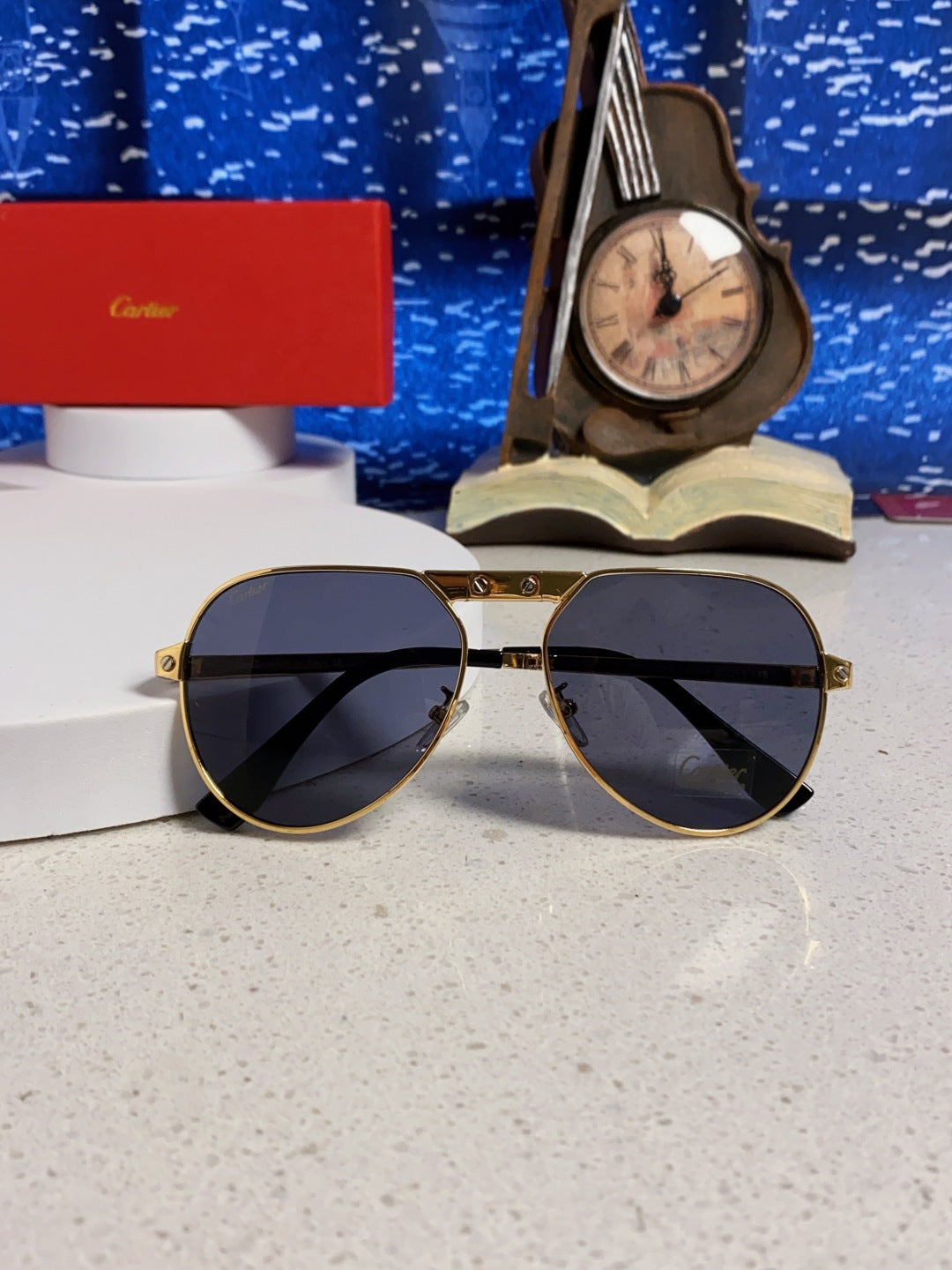 Cartier Folding Fashion Blue Lens Sunglasses for Men & Women - detail image 9