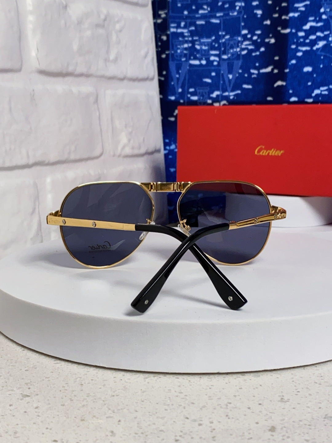 Cartier Folding Fashion Blue Lens Sunglasses for Men & Women - detail image 3