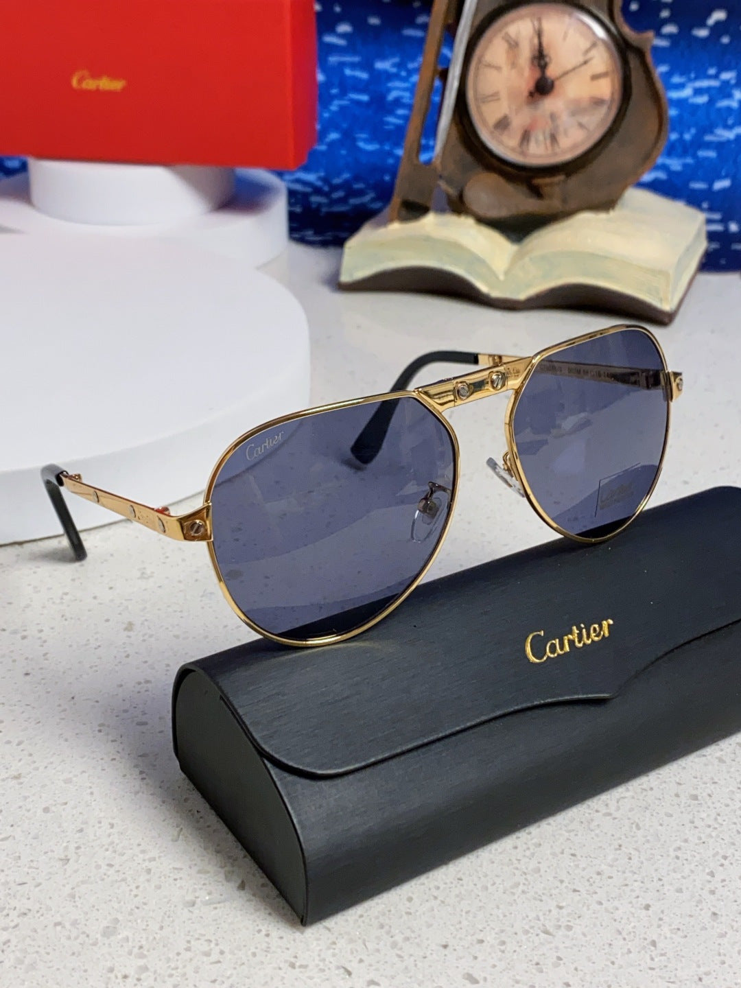 Cartier Folding Fashion Blue Lens Sunglasses for Men & Women - detail image 10