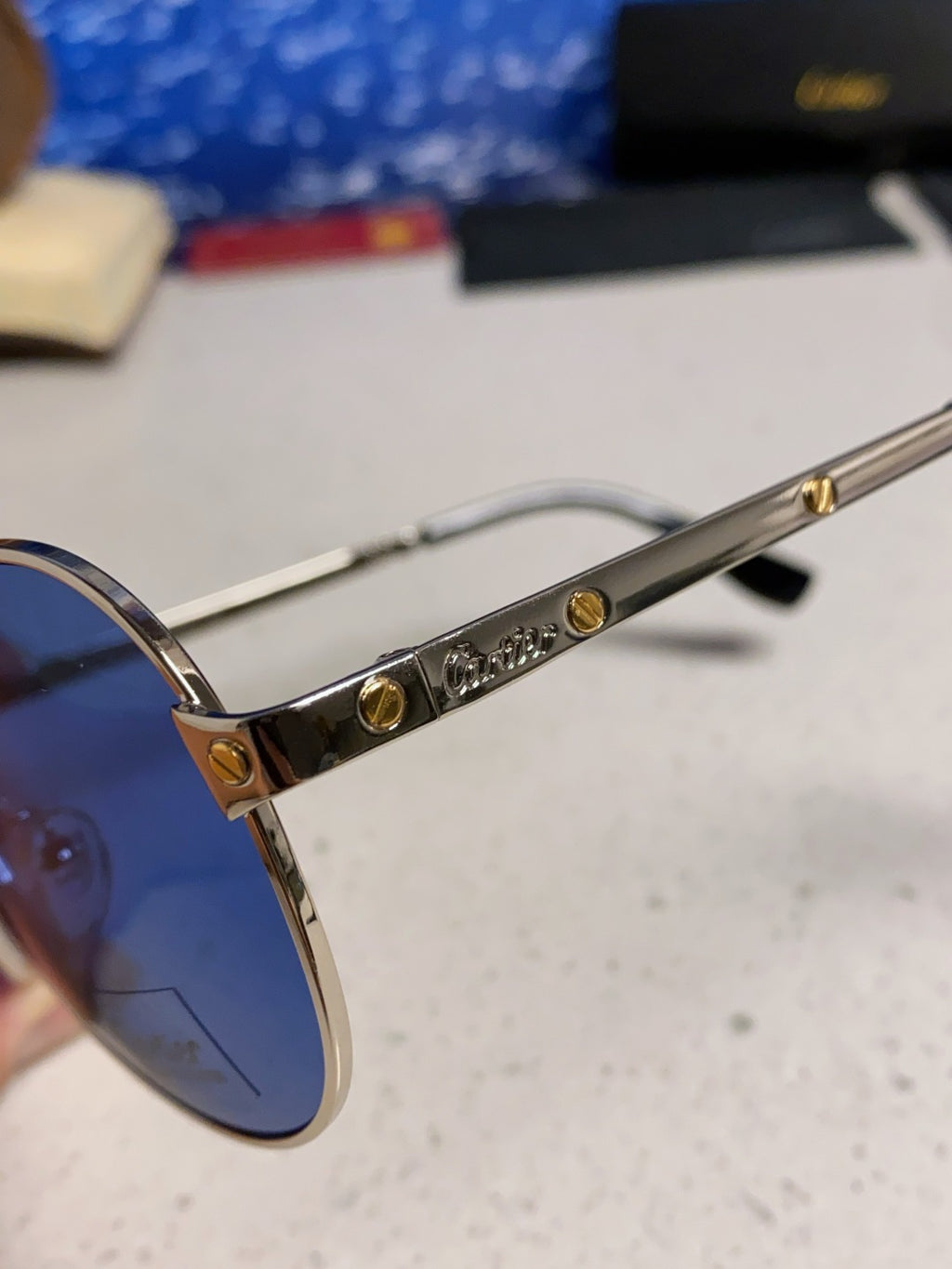 Cartier Folding Fashion Blue Lens Sunglasses for Men & Women - 382821 - detail image 7