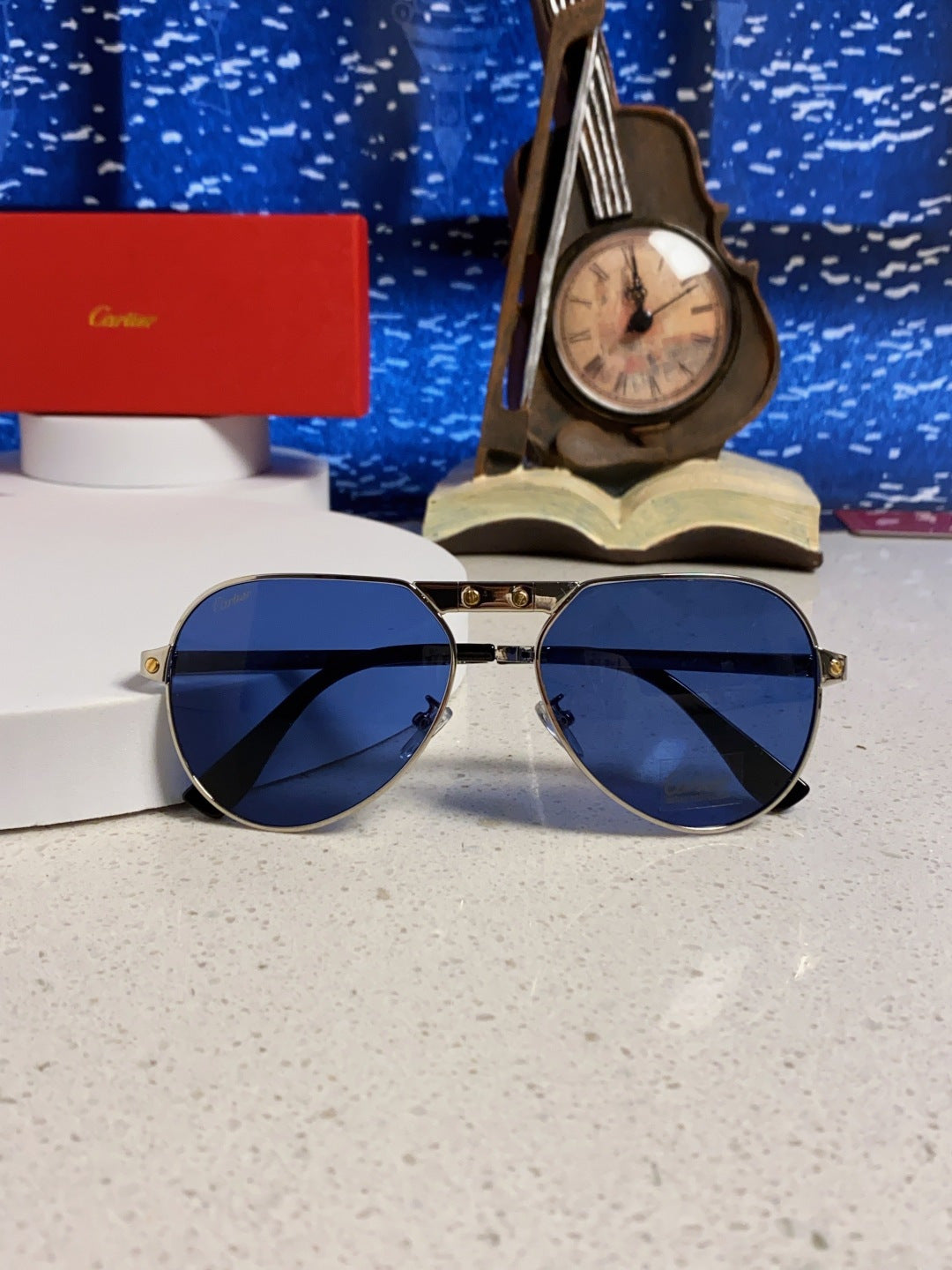 Cartier Folding Fashion Blue Lens Sunglasses for Men & Women - 382821 - detail image 9
