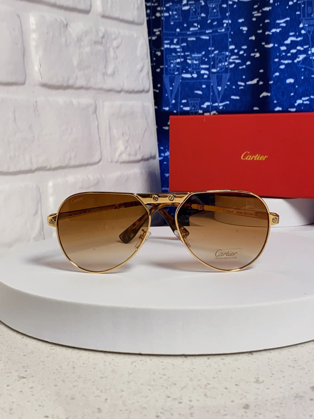 Cartier Folding Fashion Brown Lens Sunglasses for Men & Women - detail image 2