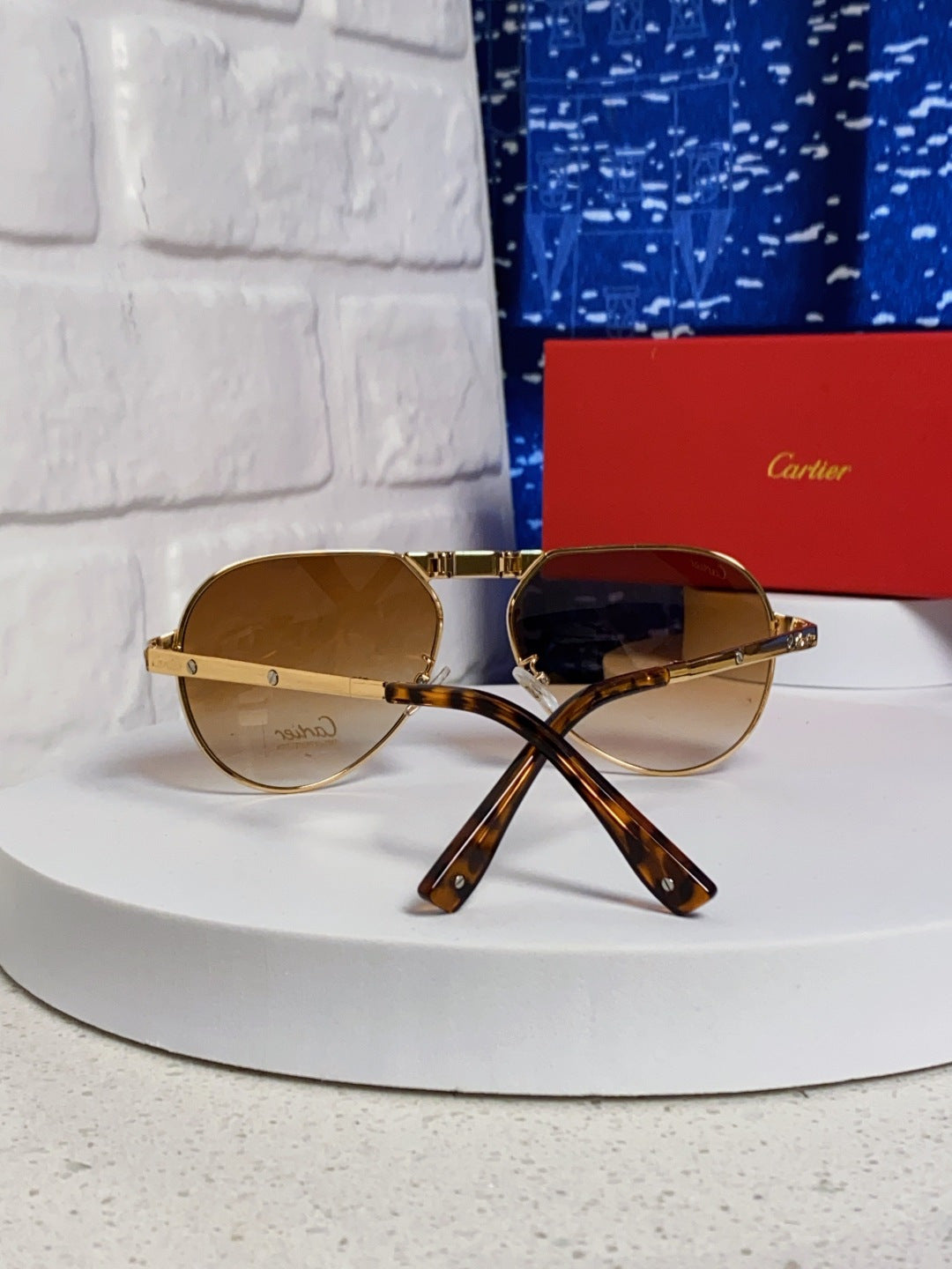 Cartier Folding Fashion Brown Lens Sunglasses for Men & Women - detail image 3