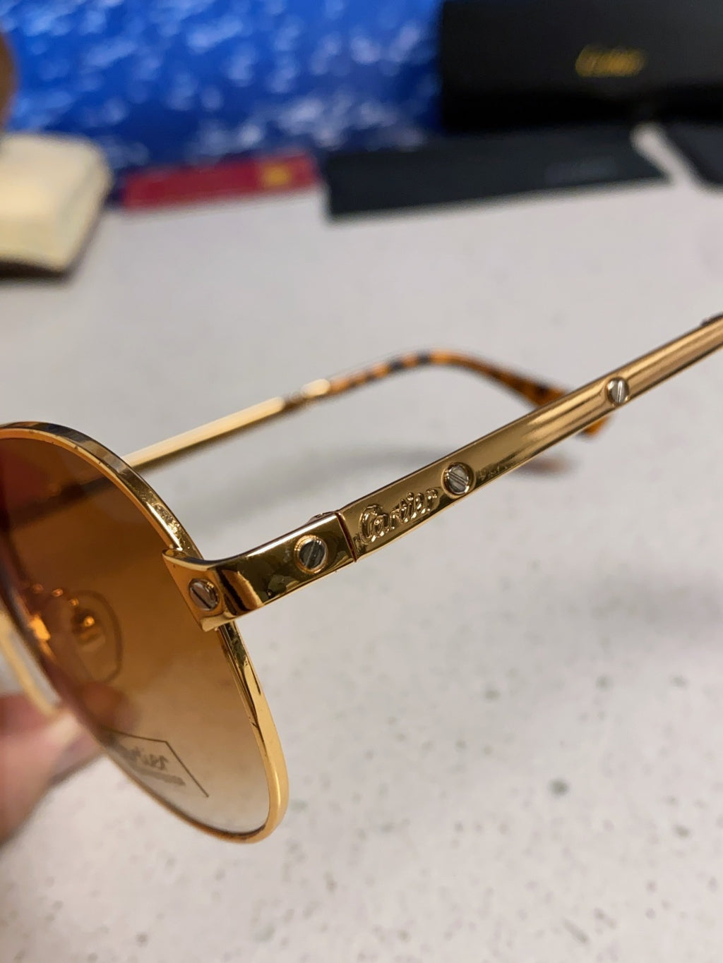 Cartier Folding Fashion Brown Lens Sunglasses for Men & Women - detail image 7
