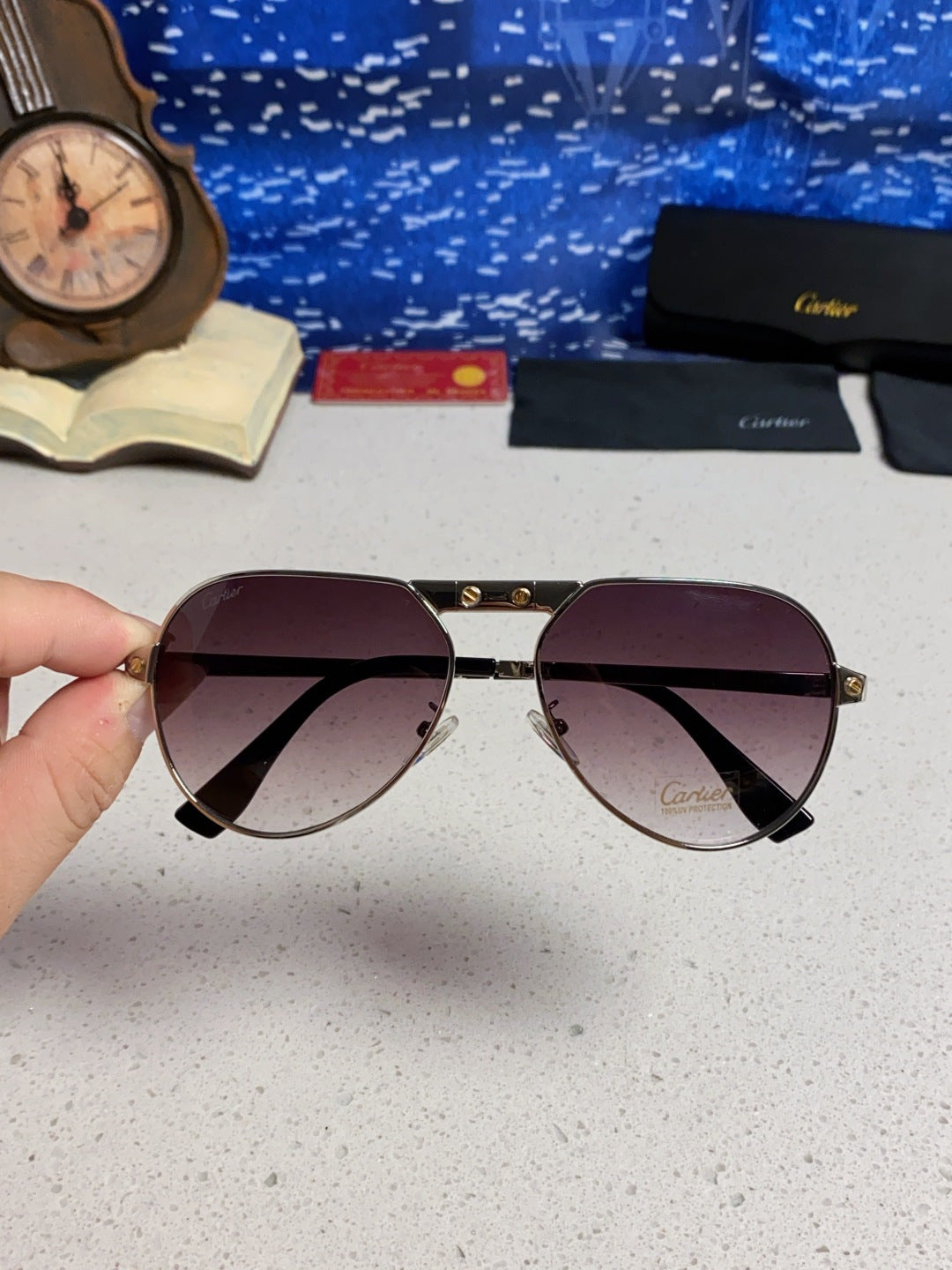 Cartier Folding Fashion Red Lens Sunglasses for Men & Women - detail image 4