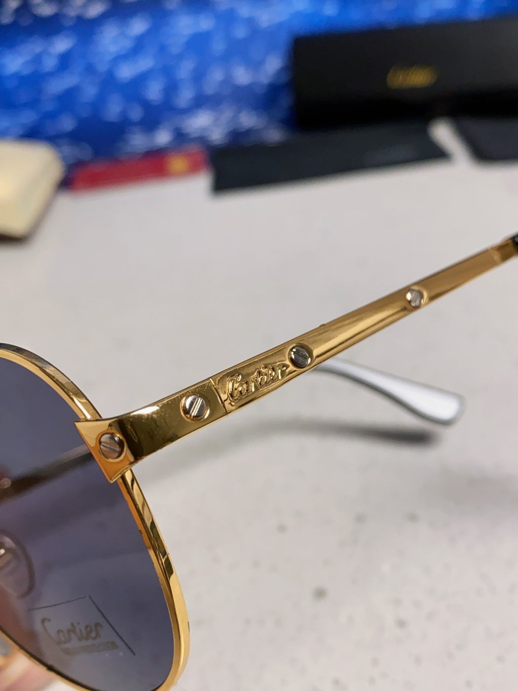 Cartier Folding Fashion Blue Lens Sunglasses for Men & Women - detail image 7