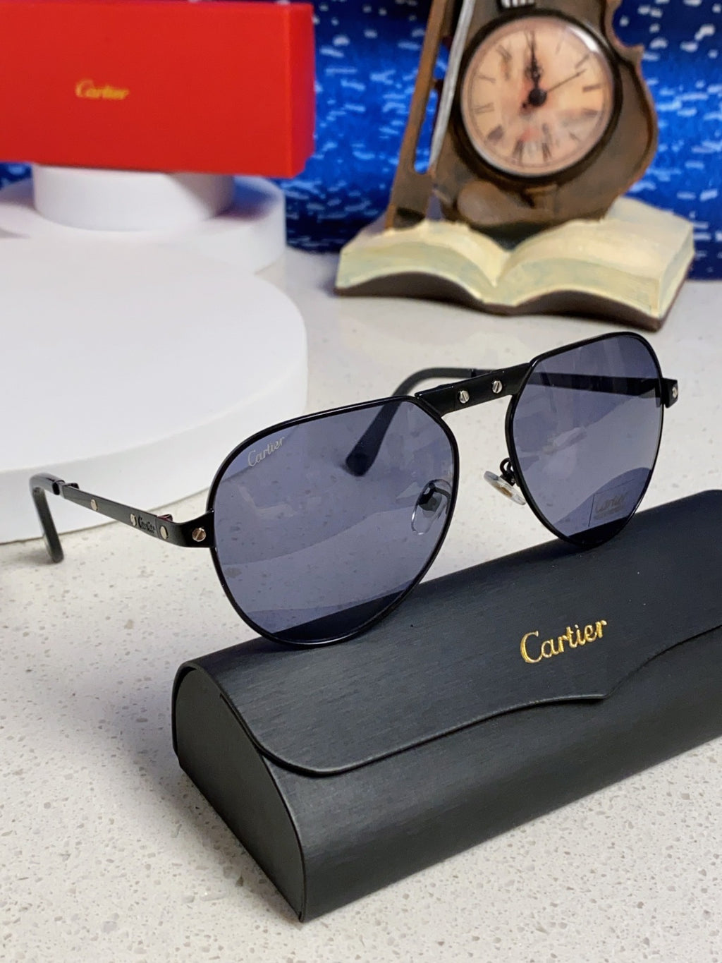 Cartier Folding Fashion Gray Lens Sunglasses for Men & Women - detail image 10