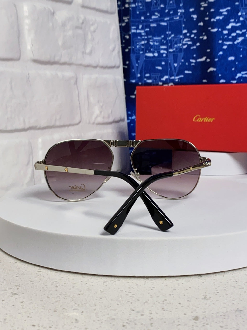 Cartier Folding Fashion Red Lens Sunglasses for Men & Women - detail image 3