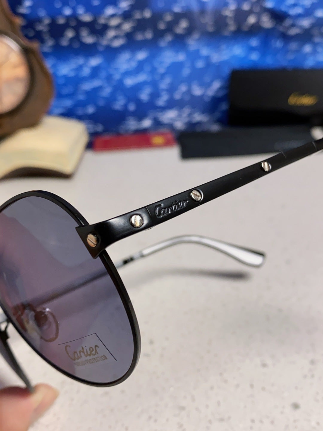 Cartier Folding Fashion Gray Lens Sunglasses for Men & Women - detail image 7