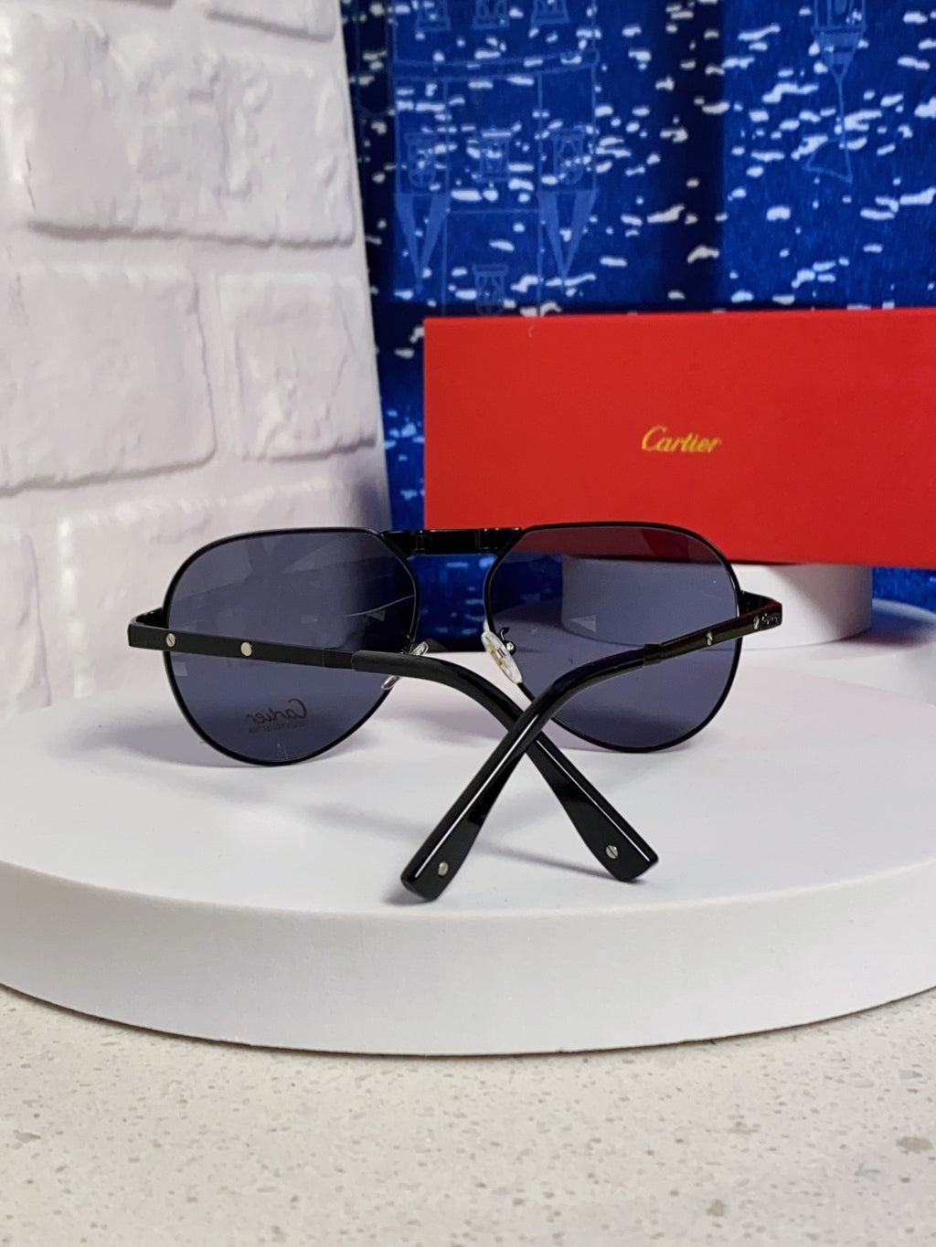 Cartier Folding Fashion Gray Lens Sunglasses for Men & Women - detail image 3
