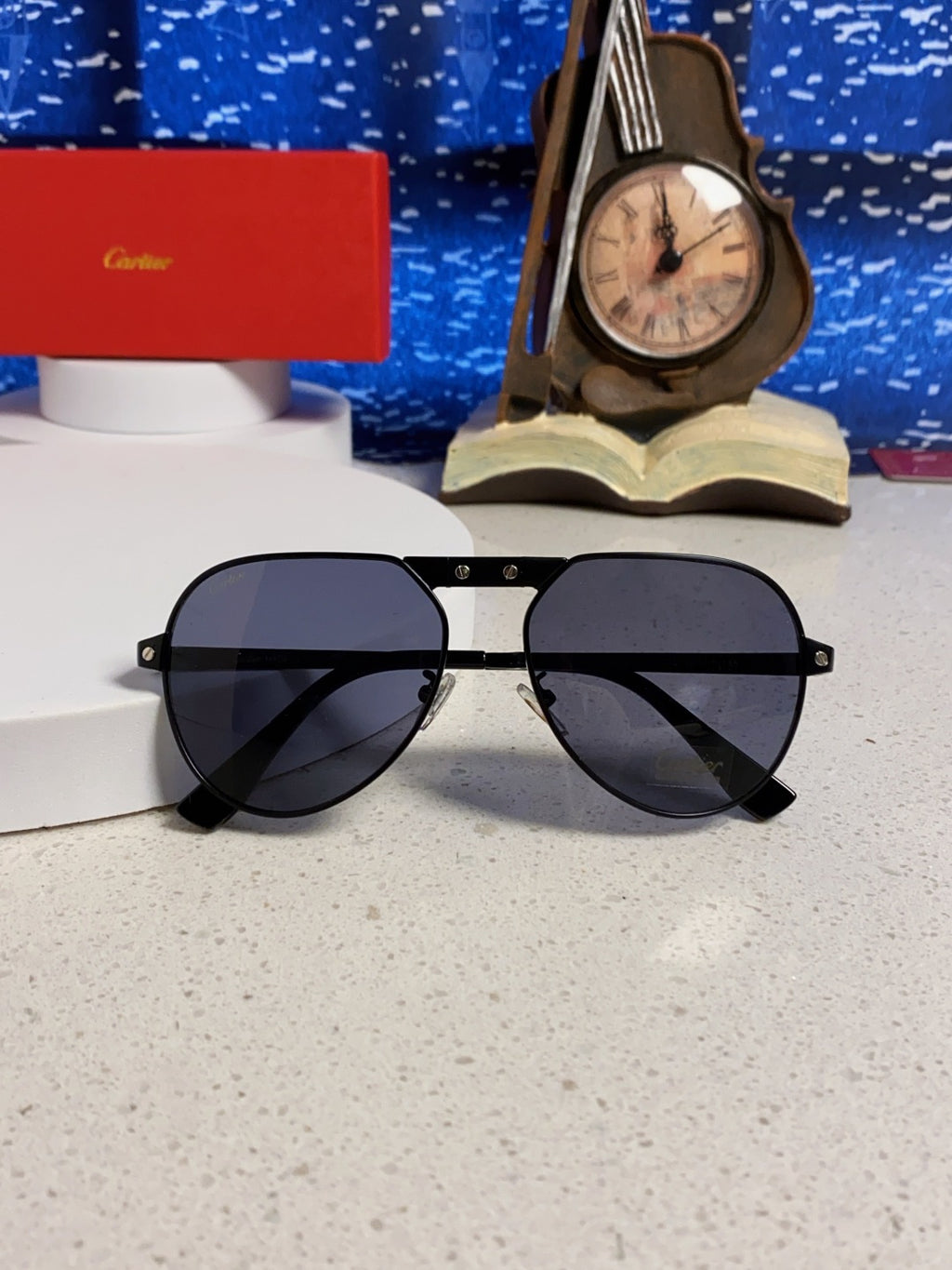 Cartier Folding Fashion Gray Lens Sunglasses for Men & Women - detail image 9