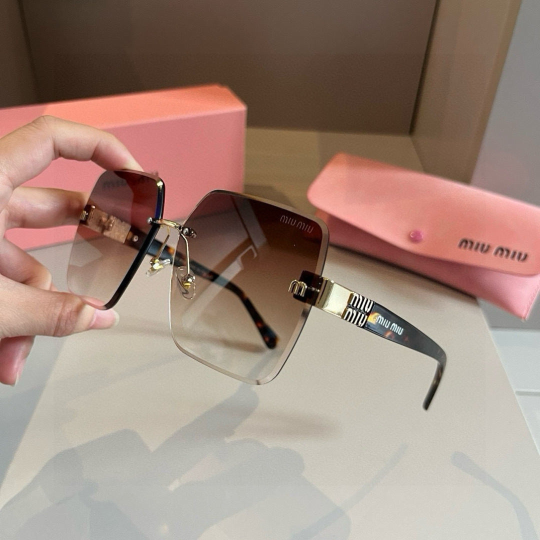 Miu Miu Lightweight Rimless Brown Lens Sunglasses for Women - detail image 4