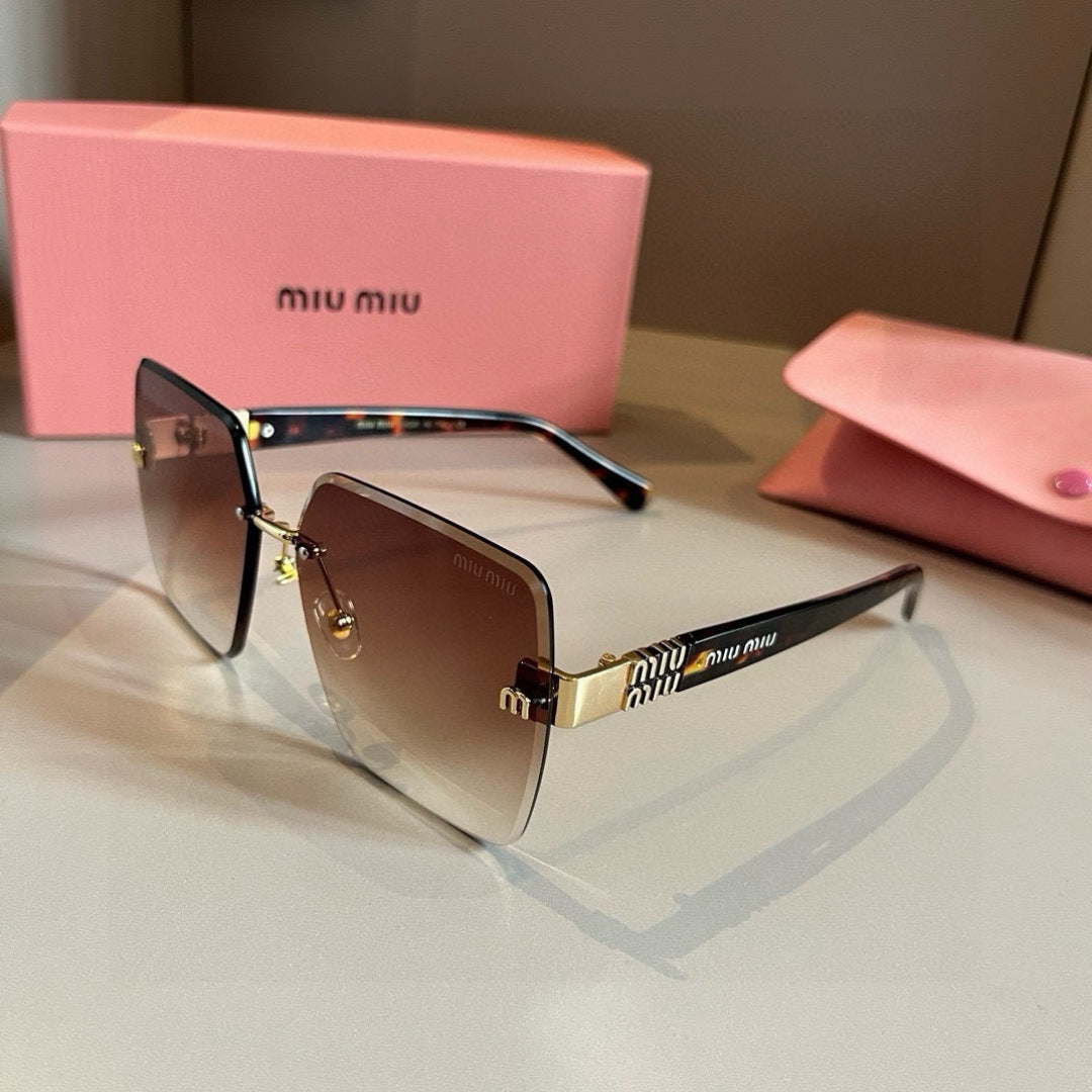 Miu Miu Lightweight Rimless Brown Lens Sunglasses for Women - detail image 3
