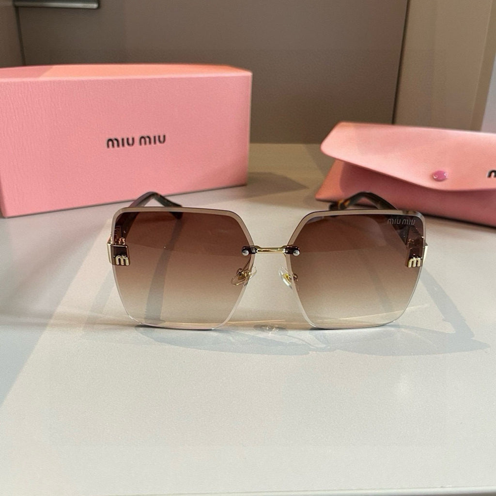 Miu Miu Lightweight Rimless Brown Lens Sunglasses for Women - detail image 2